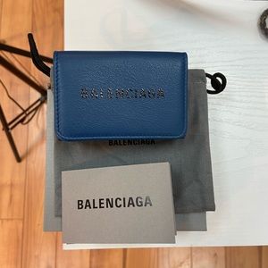 Balenciaga Dark Blue Trifold Waller